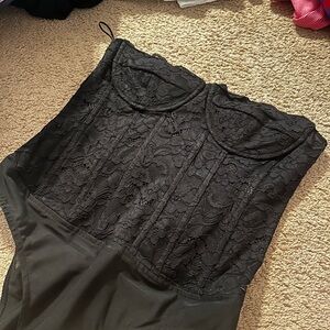 Bardot Black Lace Bustier Top